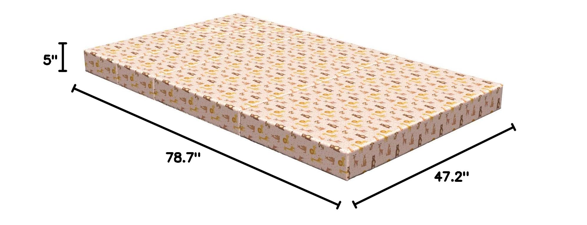 Ambesonne Cartoon Zoo Animals Foldable Mattress - Bear & Monkey Print, 78.7