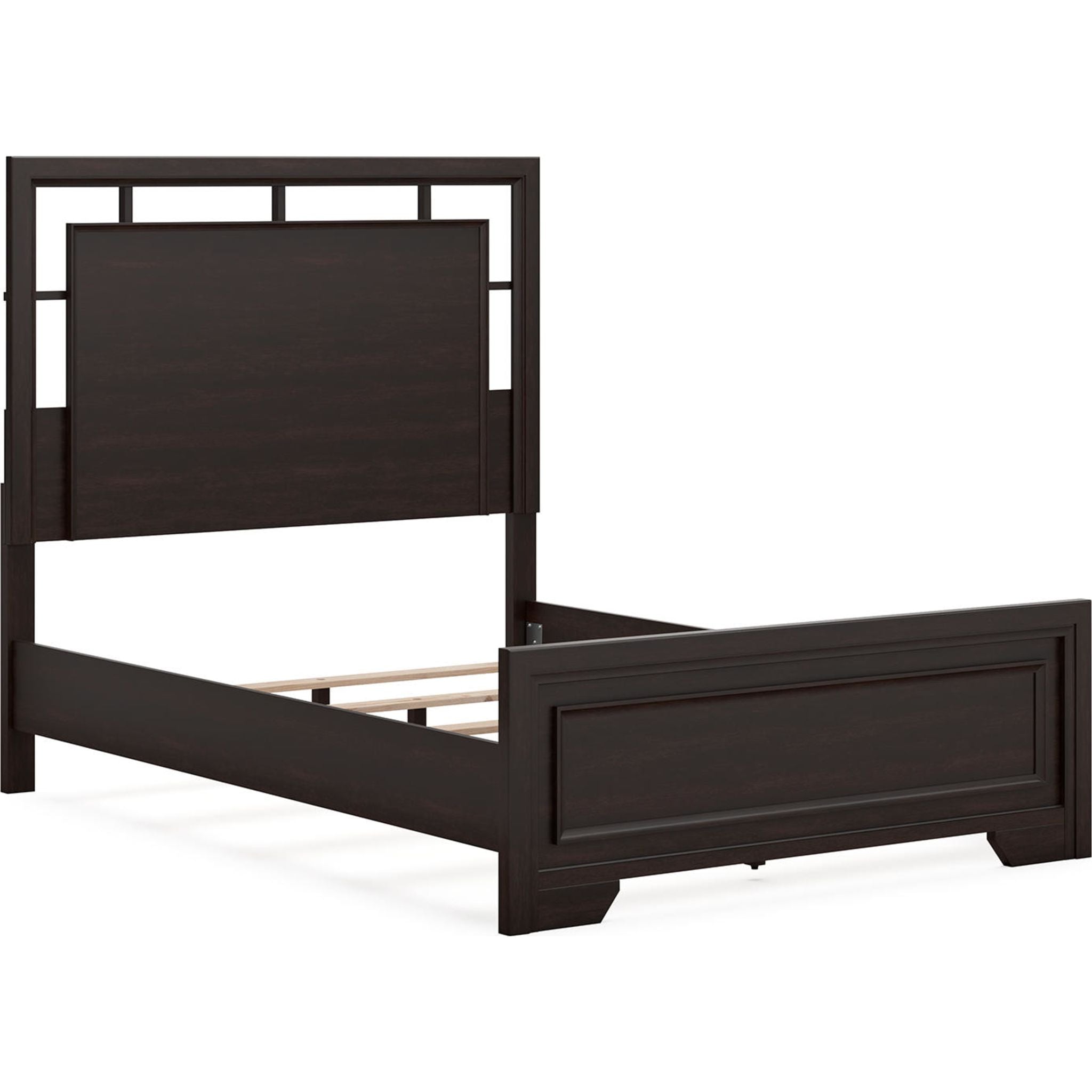 Covetown Full Panel Bed in Dark Brown - Modern Wooden Bed Frame for Master Bedroom & Guest Room