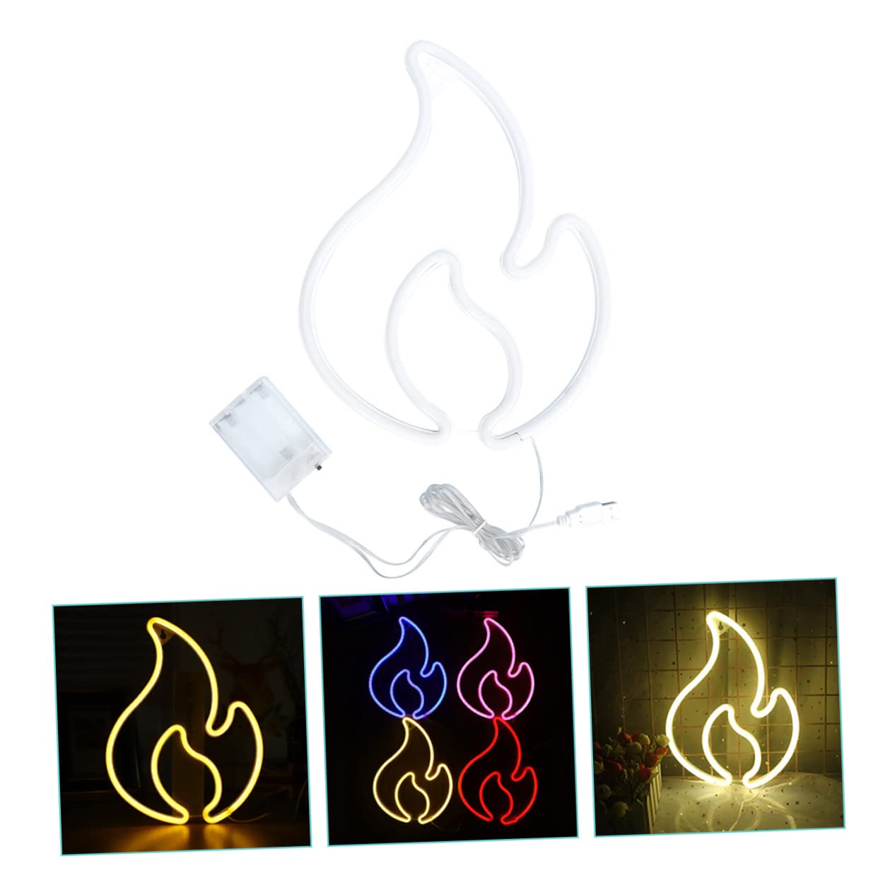 ETHZZLE LED Flame Effect Night Light - Dimmable Plastic Neon Lamp for Home, Office, Study - Creates Warm Ambiance | Perfect for Bedroom Decor, Relaxation & Mood Lighting