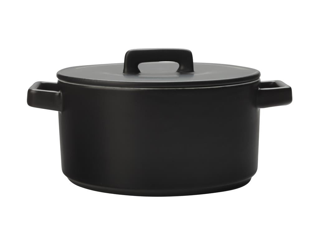 Maxwell & Williams Epicurious 2.6L Round Black Casserole Dish with Gift Box - Perfect for Baking, Roasting & Serving Family Meals