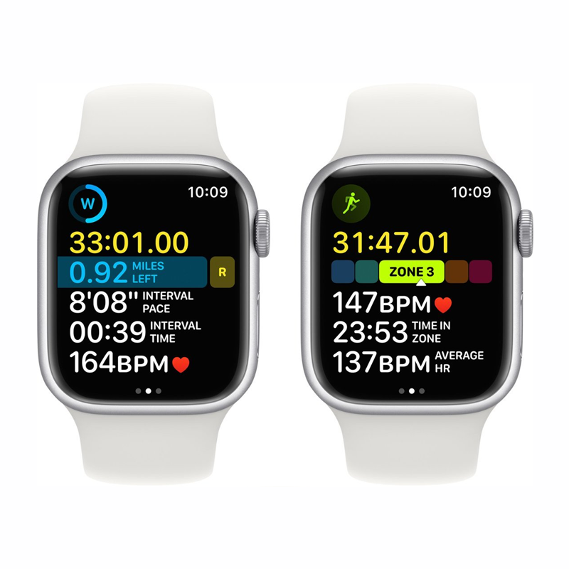 Apple Watch Series 8 (GPS) 41mm Silver Aluminum Case with White Sport Band S/M - Perfect for Fitness Tracking, Workouts & Everyday Wear
