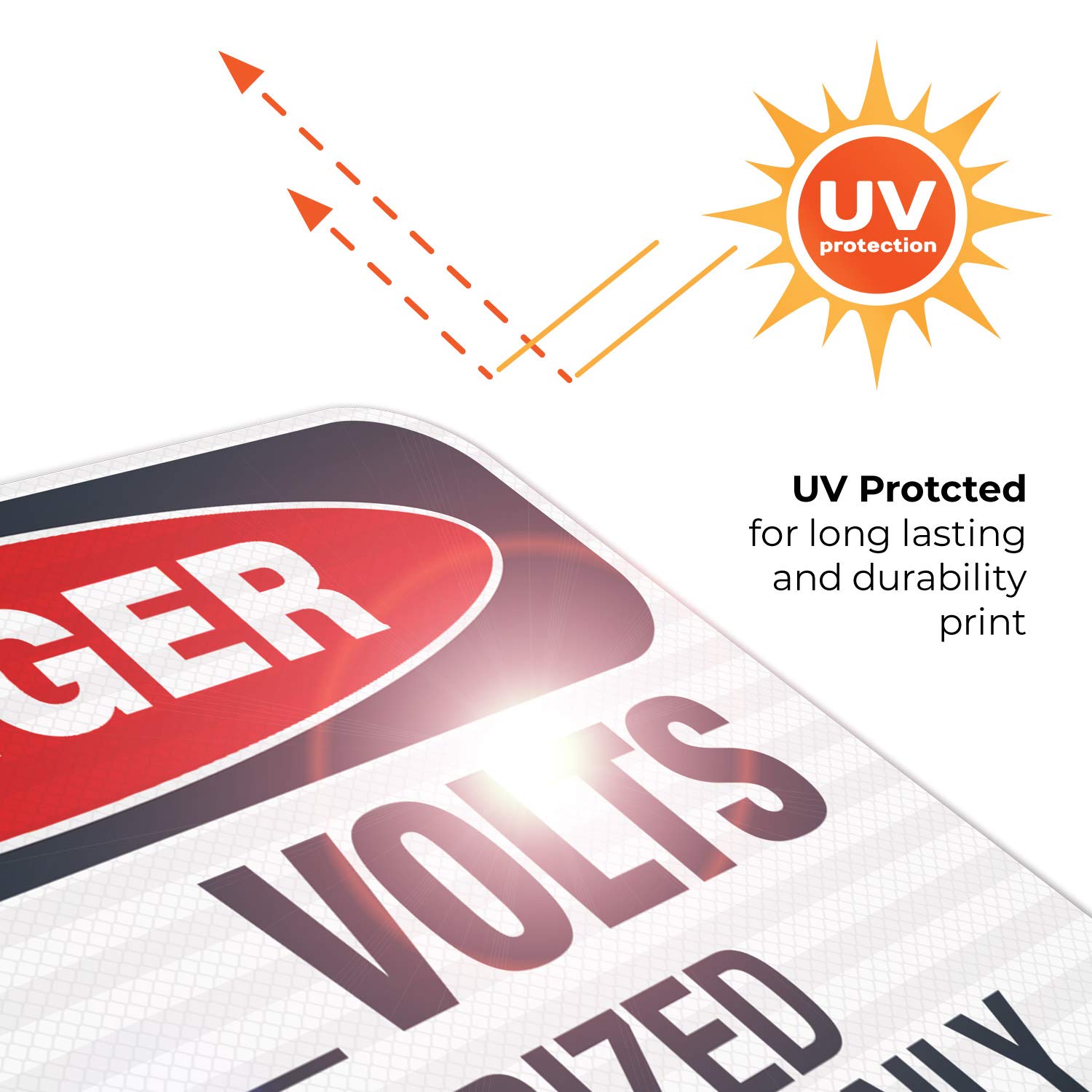 OSHA Danger Sign - Volts Authorized Personnel Only - 12x18 Inches Reflective Aluminum Safety Sign - 3M EGP .063 Fade Resistant - Indoor/Outdoor Use - Made in USA - Perfect for Electrical Rooms, Construction Sites & Hazardous Areas