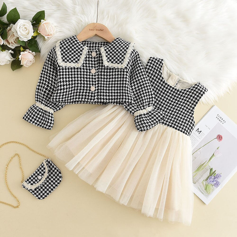 Bear Leader Fashion Kids Girls Princess 2-Piece Clothes Set - Autumn Winter Children's Coat & Skirt Outfit Vintage Style Suit for Ages 2-12 Years | Perfect for Holiday Parties, School Events & Family Photos