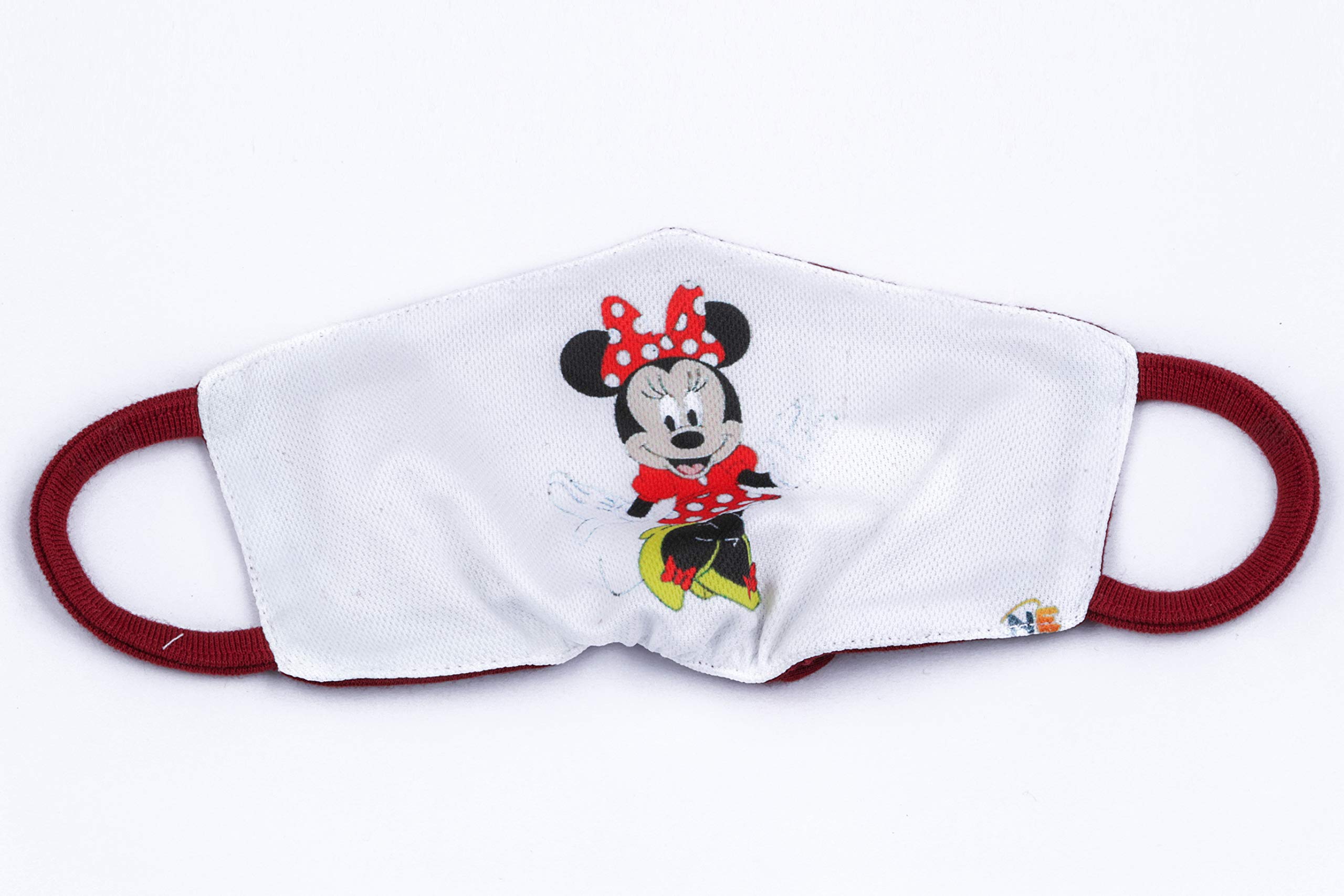 SK ORGANIC Soft Cotton Face Mask for Kids (Pack of 2) - Spiderman & Minnie Mouse Design, 2-Layered Breathable Fabric, Comfortable for Ages 5-9 - Perfect for School, Playdates & Outdoor Activities