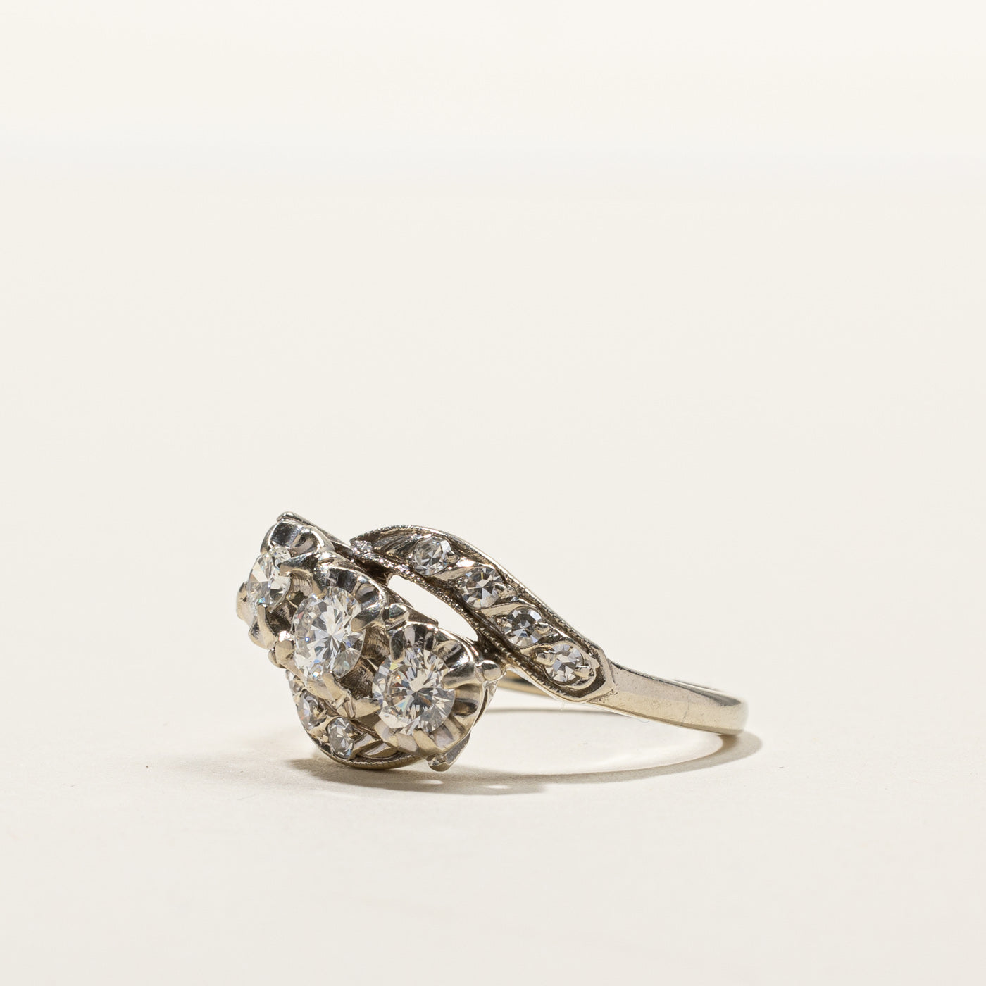 0.79ctw Bypass Cluster Diamond Ring - Size 7.25 | Elegant Wedding Band, Anniversary Gift for Her | Perfect for Engagement, Proposal & Special Occasions