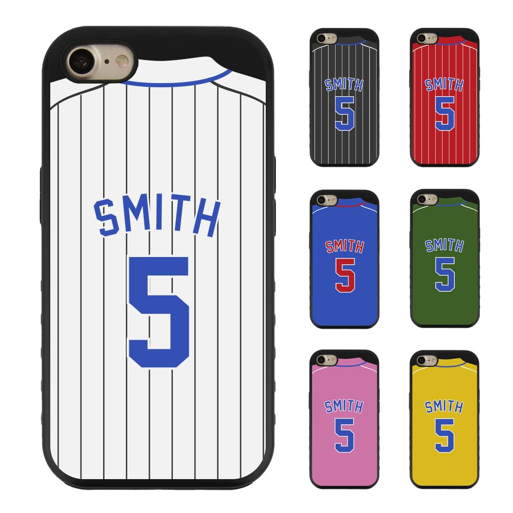 Custom Baseball & Softball Jersey iPhone 7/8/SE Case - Personalized Name & Number Hybrid Phone Cover (Multicolor) | Perfect for Sports Fans, Team Players & Gift Giving