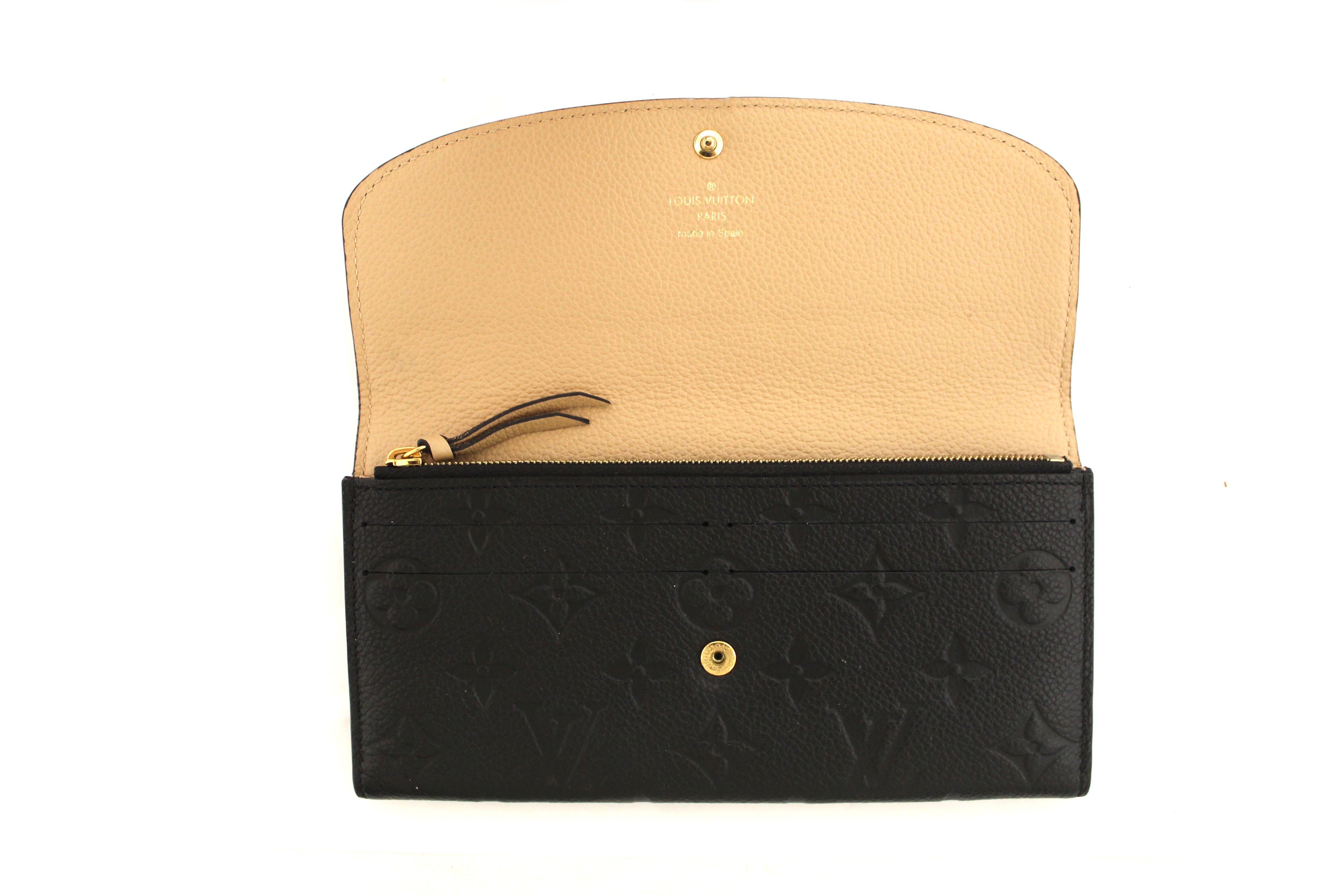 Authentic Louis Vuitton Black Empreinte Emilie Long Wallet for Women | Genuine Leather Luxury Bifold Wallet | Perfect for Everyday Use, Travel & Gift Giving