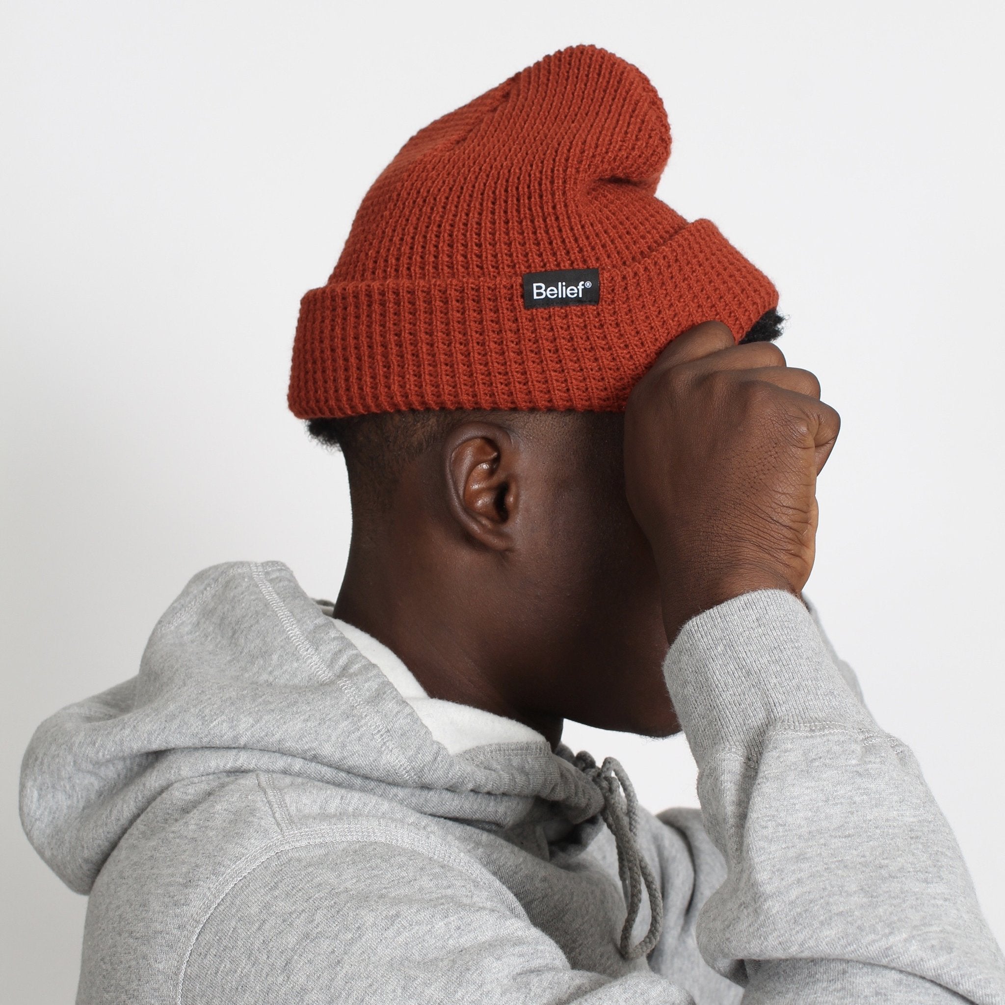 Belief NYC Waffle Beanie - Soft Rust Knit Winter Hat for Men & Women - Cozy Cold Weather Accessory for Outdoor Activities & Urban Fashion