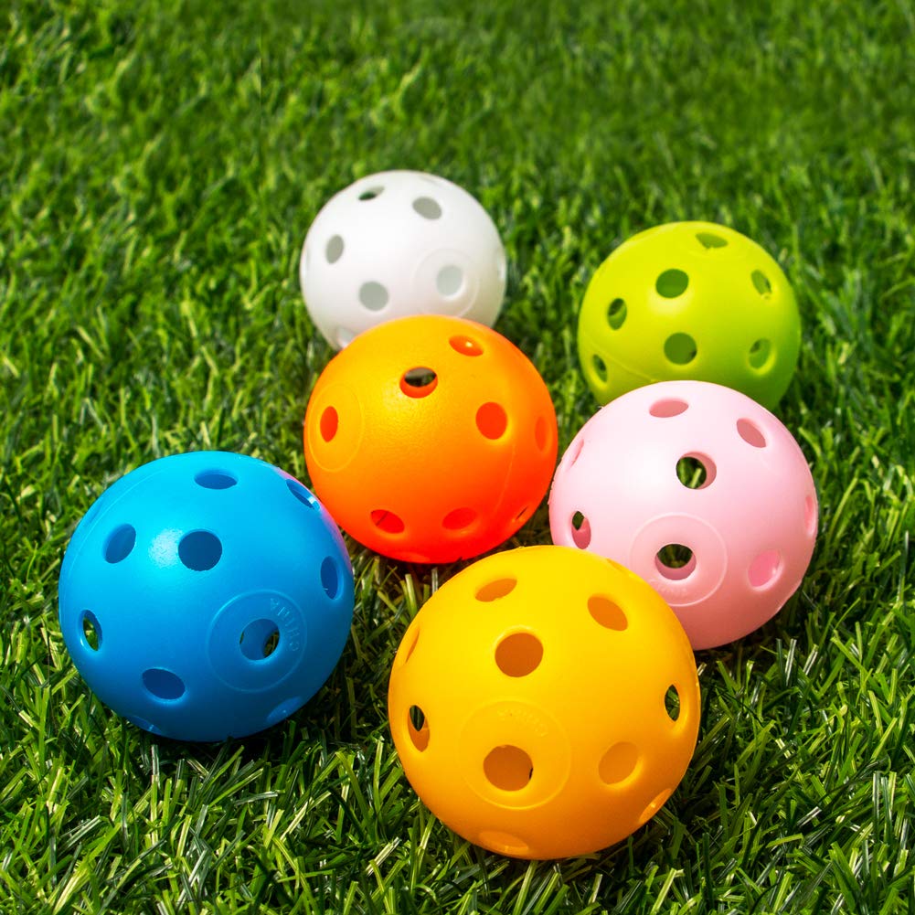 THIODOON 40mm Hollow Practice Golf Balls - 12 Pack Plastic Air Flow Swing Training Balls for Driving Range, Backyard & Outdoor Golf Games - Perfect for Adults & Kids (Ideal for Home Practice, Backyard Drills & Golf Skill Improvement)