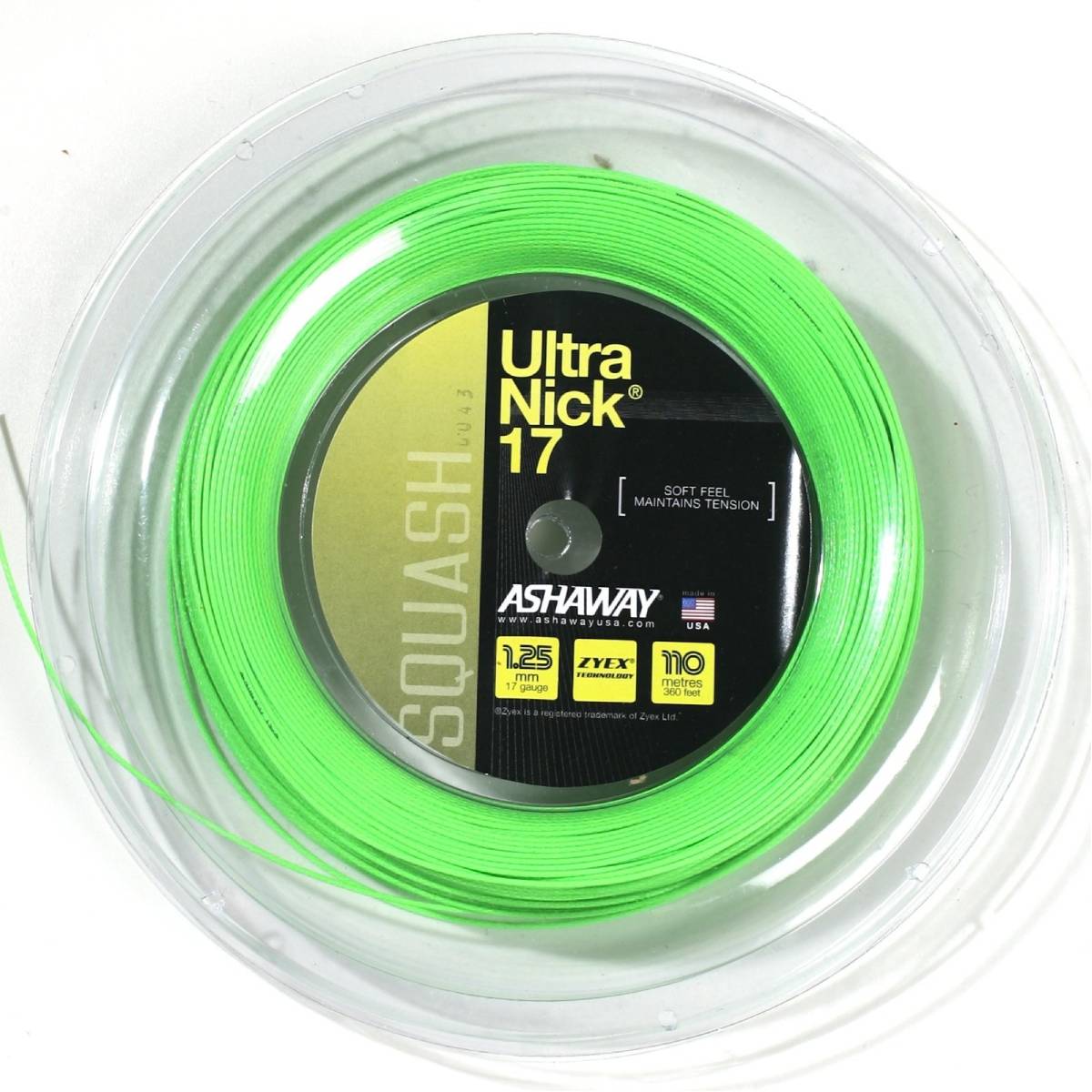 Ashaway UltraNick 17 Squash String Reel (200m/660ft) - High Performance Synthetic Gut String for Squash Rackets - Perfect for Competitive Play & Training Sessions