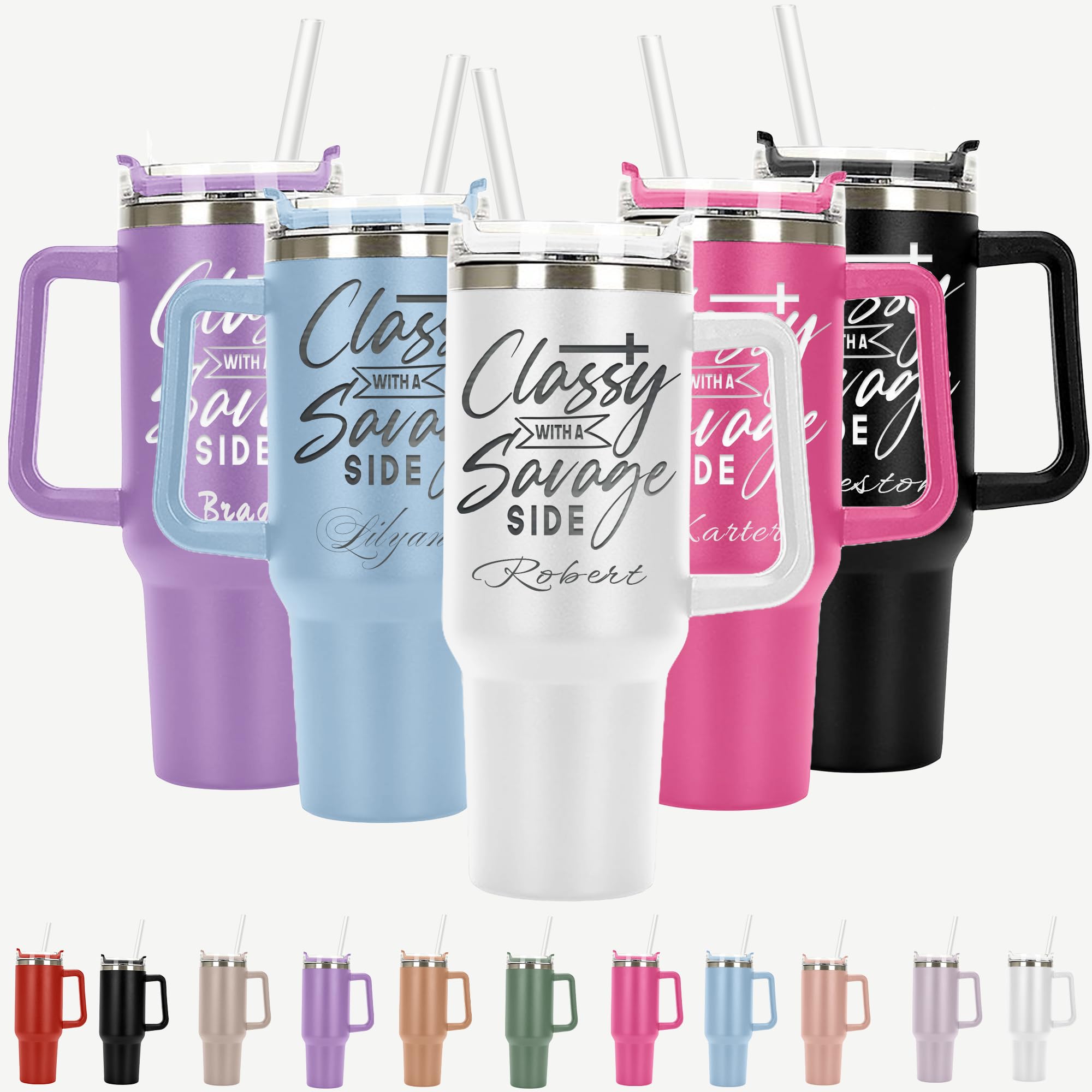 40oz Personalized Christian Tumbler - Laser Engraved Insulated Cup with Lid & Straw | Bible Verse Gifts for Women