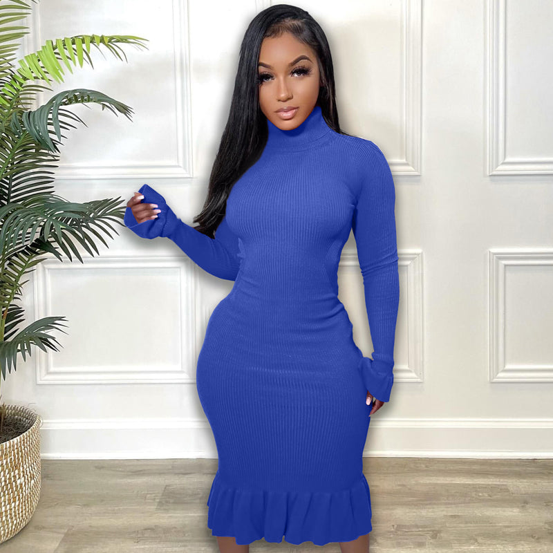 Elegant Flared Sleeve High Neck Dress for Women - Perfect for Date Night, Cocktail Parties & Special Occasions