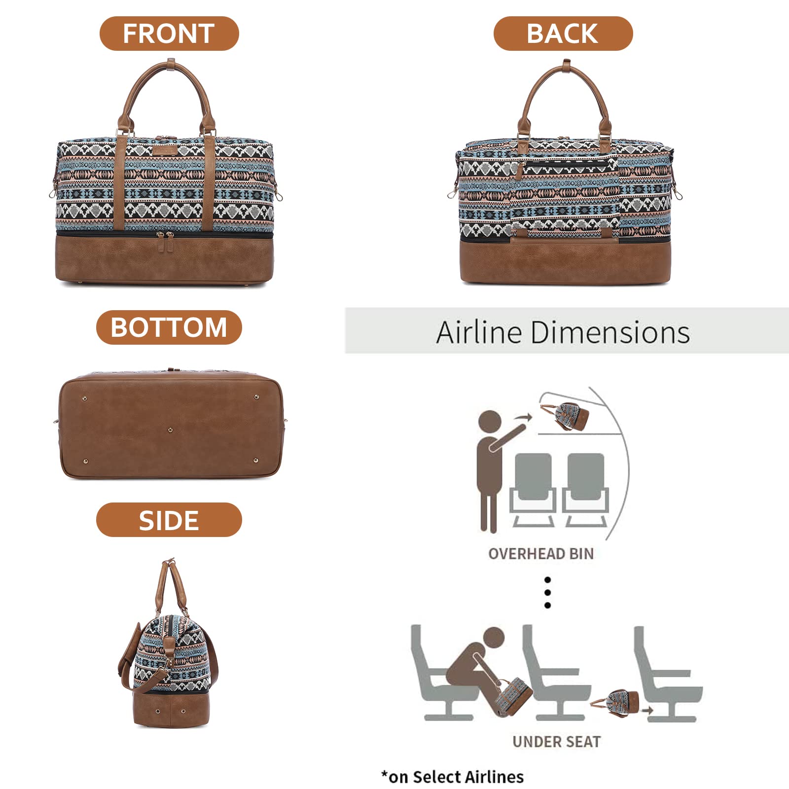 **Sucipi Women's Canvas Weekender Travel Duffle Bag with Shoe Compartment & Toiletry Pouch - Perfect for Overnight Trips, Gym, Hospital, Labor & Delivery, Weekend Getaways**