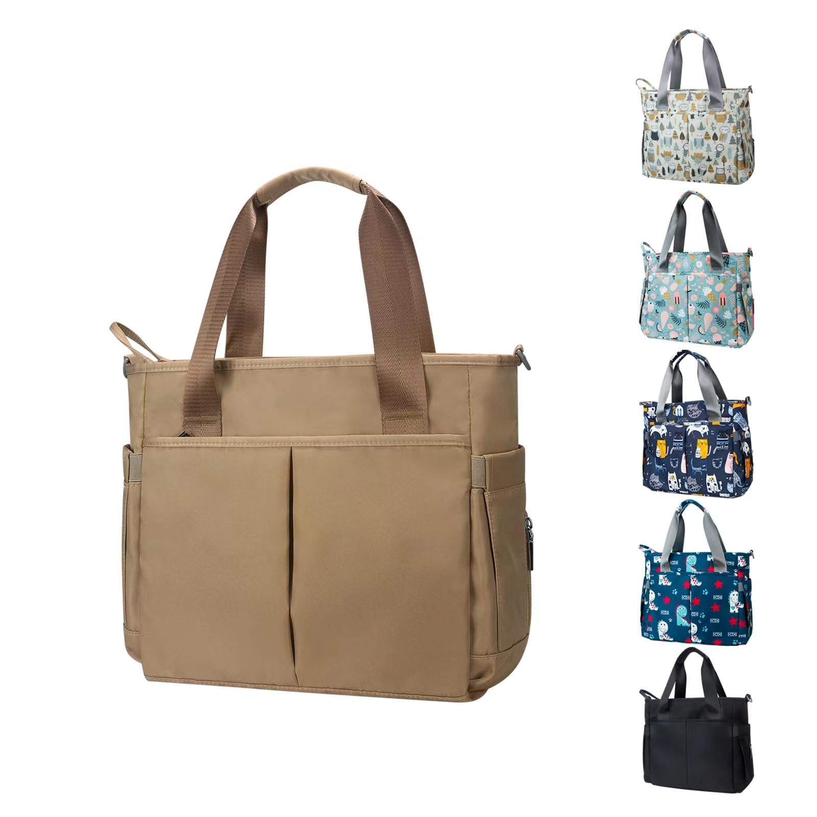 Waterproof Diaper Bag for Moms & Dads - Large Multifunctional Travel Tote with Insulated Pockets, Stroller Straps & Changing Pad (Khaki) | Perfect for Daycare, Family Outings & Baby Travel Essentials