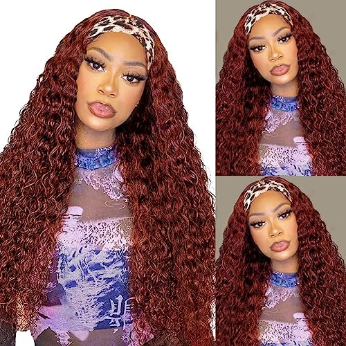 Reddish Brown Headband Wig