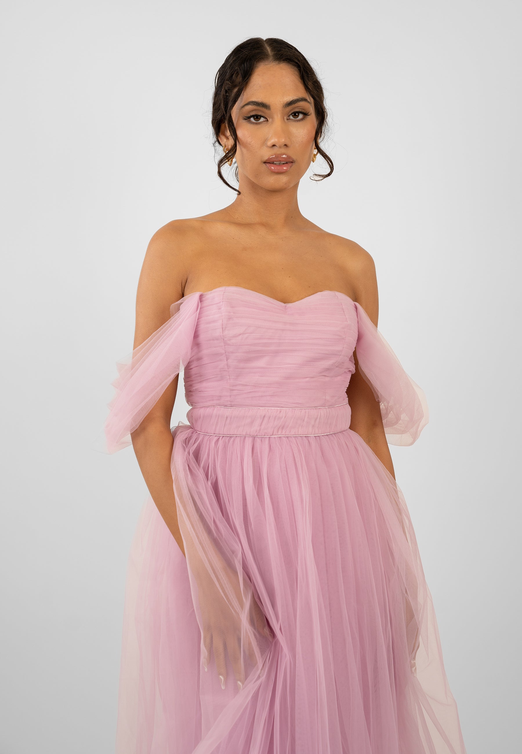 Elegant Pink Tulle Midi Dress for Women | Melbourne-Inspired Party & Wedding Guest Dress | Perfect for Formal Events, Cocktail Parties & Special Occasions