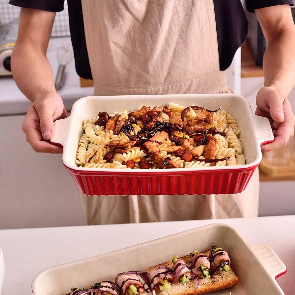 Oksana 4-Piece Rectangular Baking Dish Set - Durable Ceramic Bakeware for Casseroles, Lasagna, Brownies & More | Perfect for Oven, Microwave & Dishwasher