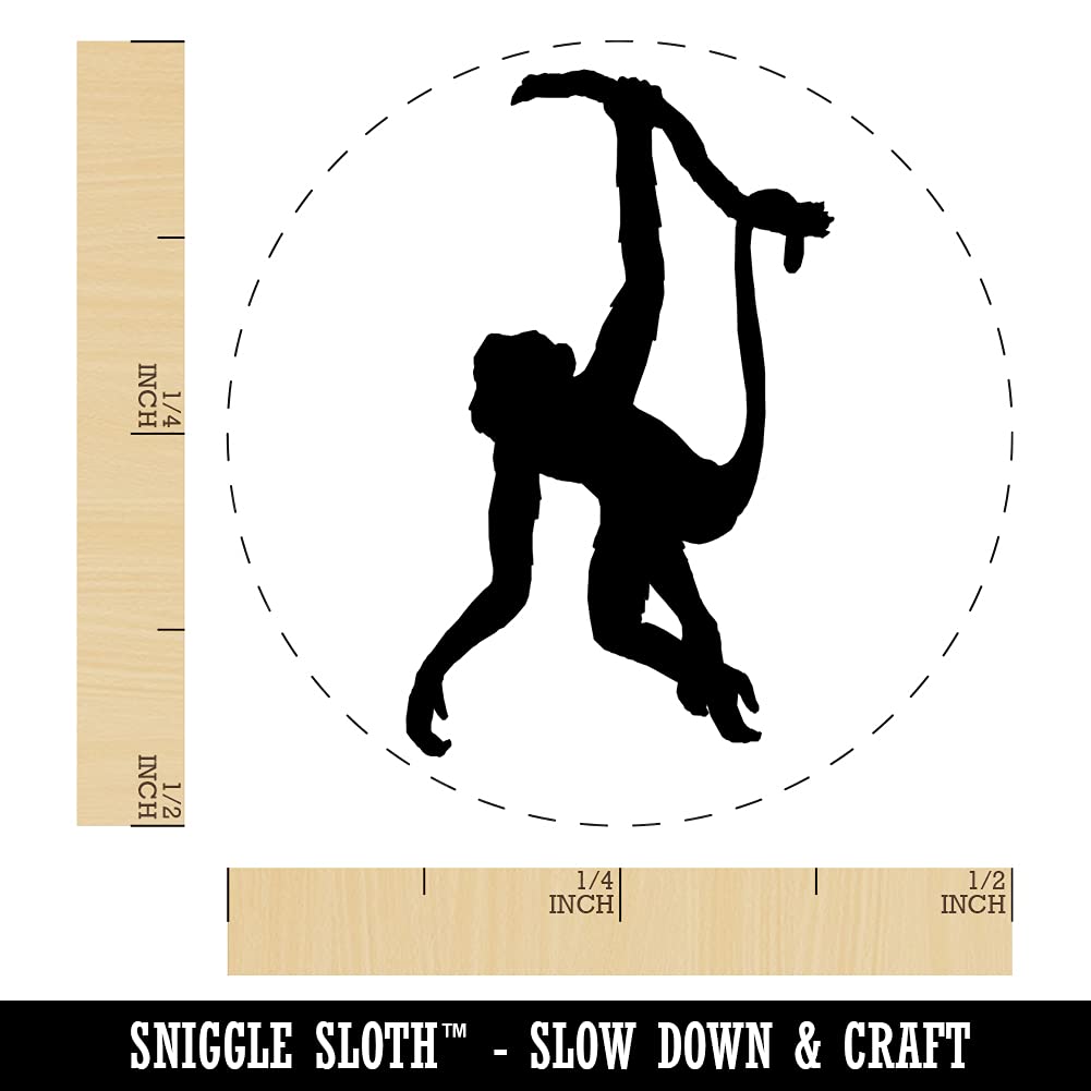 Mini Monkey Hanging from Tree Self-Inking Rubber Stamp - 1/2 Inch Craft Stamp for Planners, Scrapbooks & DIY Projects - Lime Green Ink - Perfect for Journaling, Card Making & Gift Wrapping