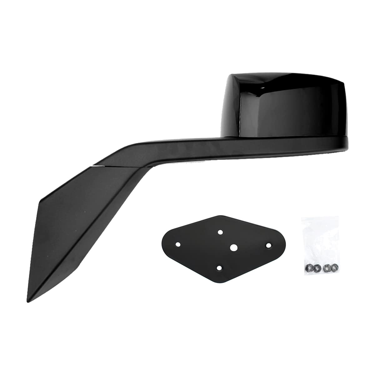 Volvo VNL Hood Mirror Assembly (2004-2014) - Left Driver Side Replacement with Arm - Black - Perfect for Truck Maintenance & Road Safety