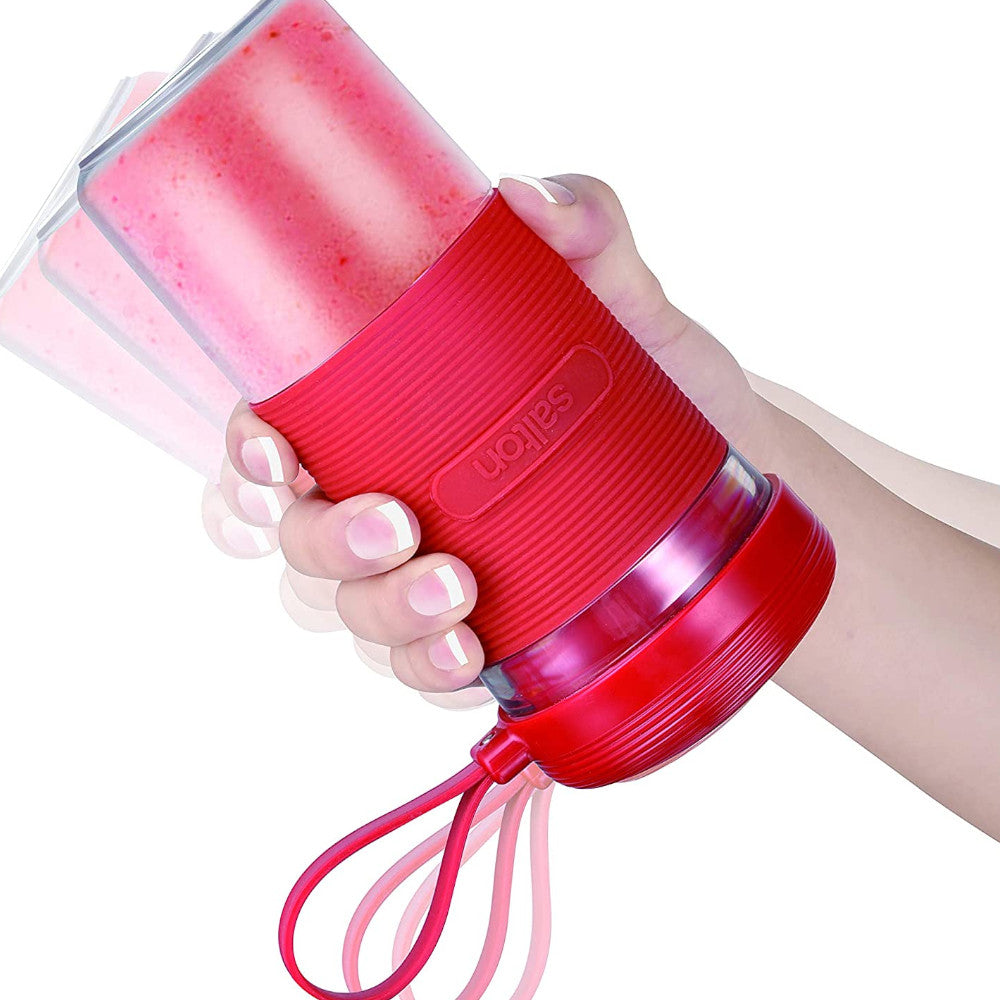 SALTON BL2045RD Portable Personal Blender - 350W High-Speed Blending, Travel-Friendly Design, BPA-Free - Perfect for Smoothies, Protein Shakes & Meal Prep at Home, Office or Gym