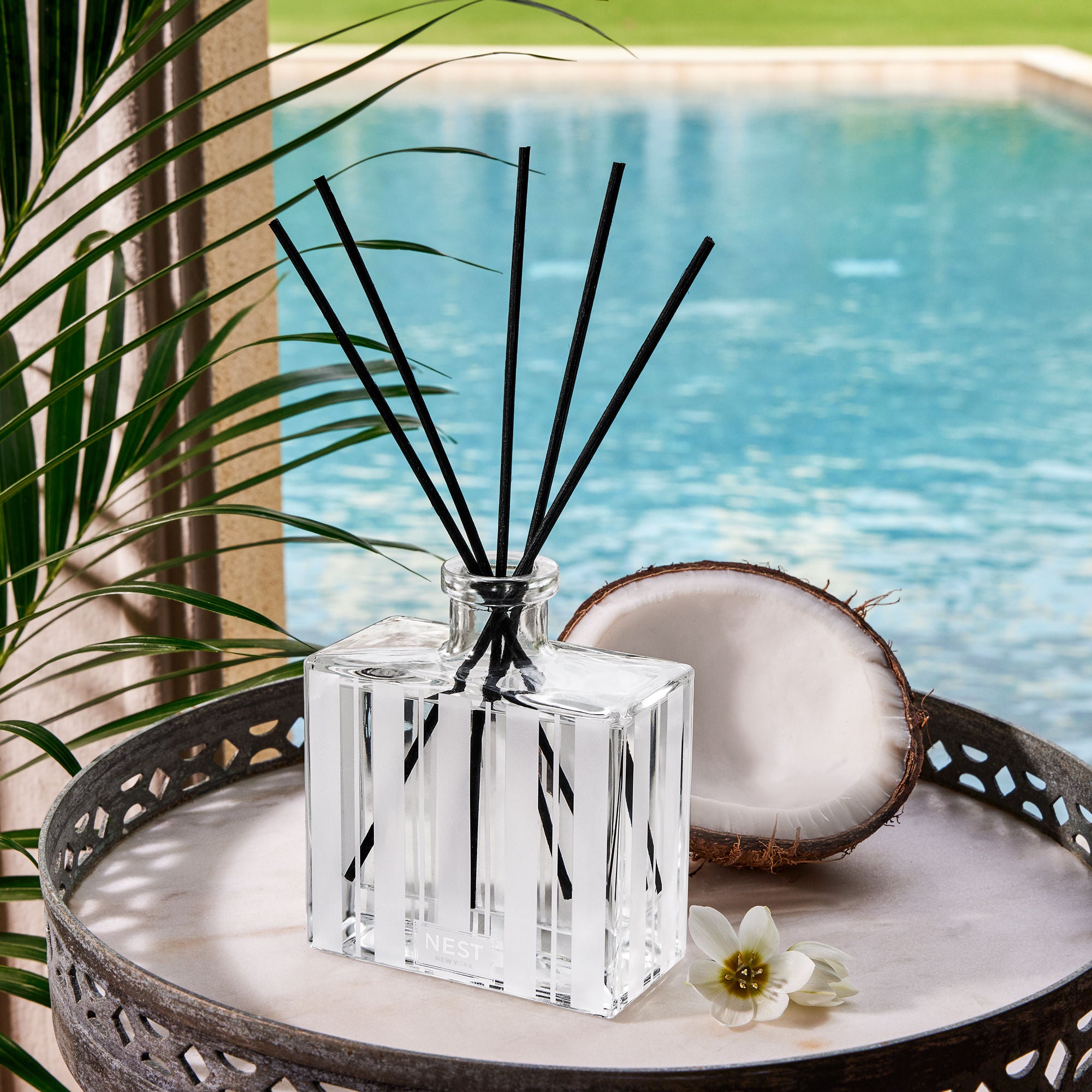 Premium Coconut & Palm Reed Diffuser Set - Natural Home Fragrance Oil for Relaxation - Perfect for Living Room, Bedroom, and Office Aromatherapy