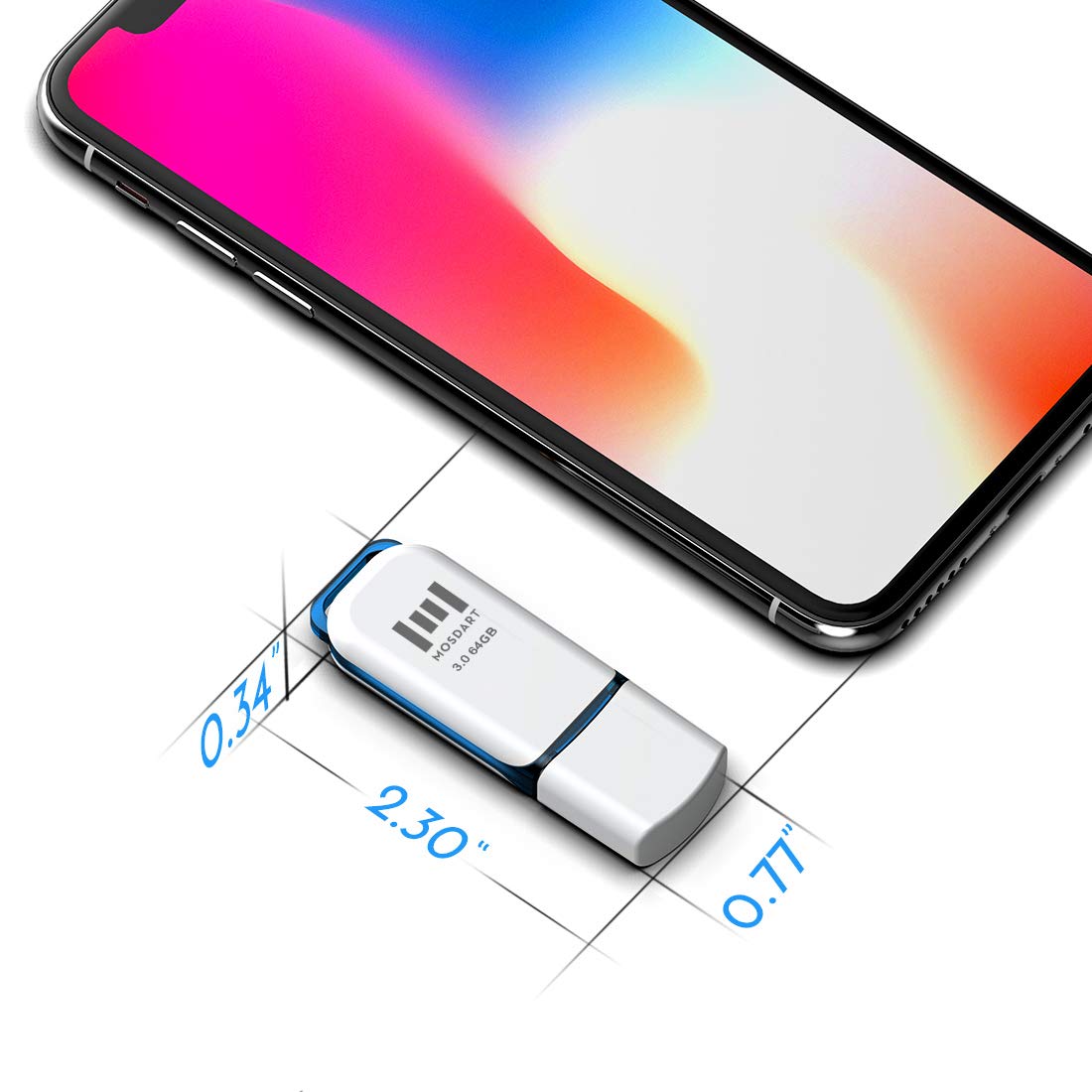 MOSDART 64GB USB 3.0 Flash Drive 80MB/S with LED Light - for Computers & Data Storage (5-Pack)
