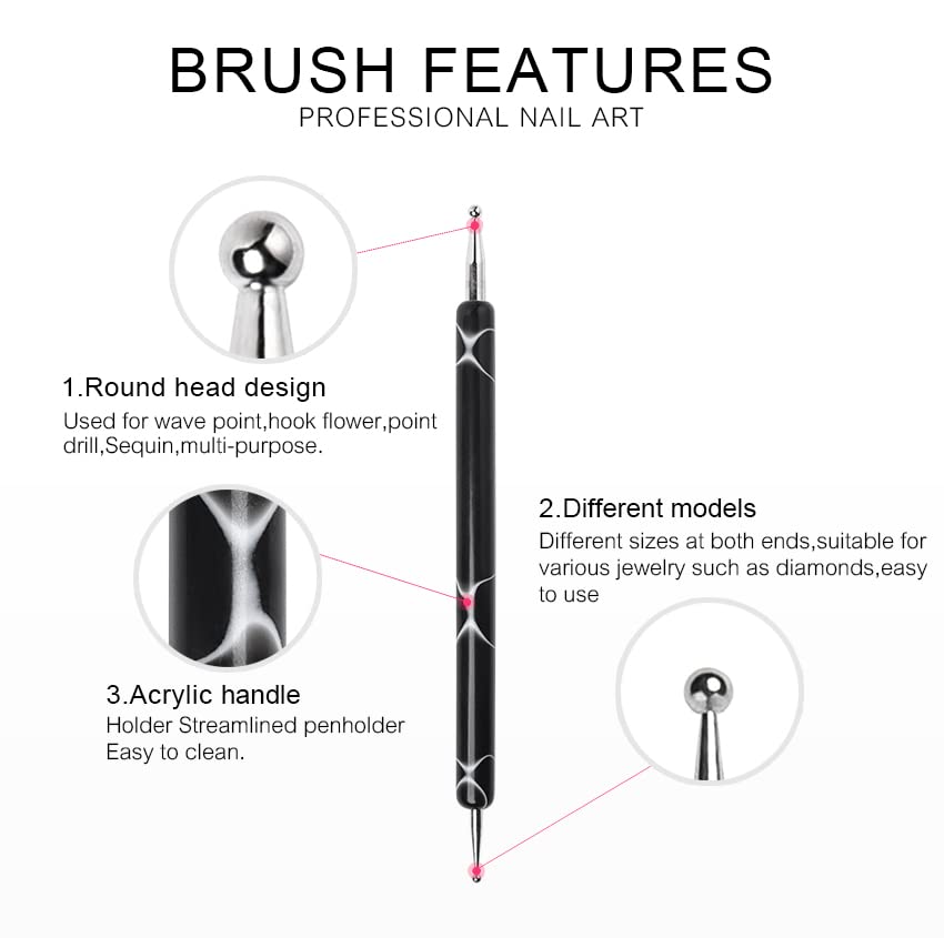 5Pcs Double-ended Nail Art Dotting Pens & 3Pcs Nail Art Drawing Brushes Set - Professional Nail Design Tools for Gel Polish, Acrylic Nails, DIY Manicure at Home or Salon