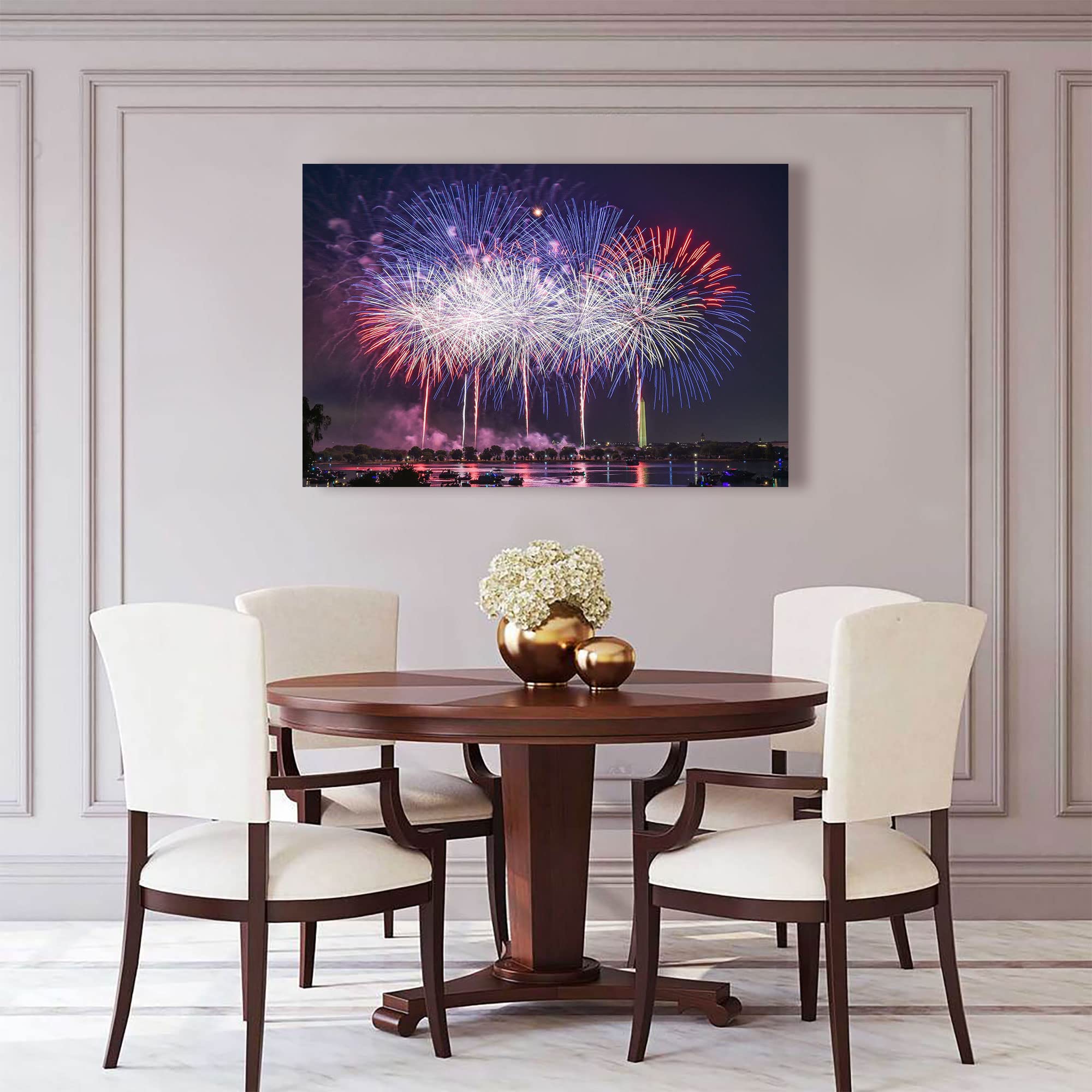 Fireworks Display Art Poster Canvas Prints - Framed Wall Decor for Bedroom, Living Room, Kitchen & Bathroom - Ready to Hang Home Decor (15x22 inches) - Perfect for Modern Housewarming Gifts & Apartment Wall Art