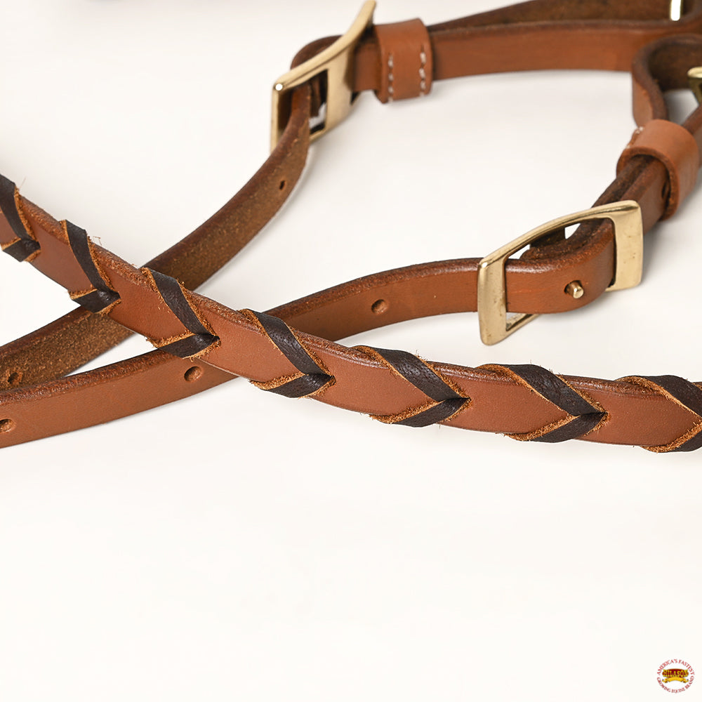 8 Feet Hilason Western Horse American Leather Laced Barrel Roper Reins Brown - Durable Braided Leather Reins for Barrel Racing, Roping & Western Riding