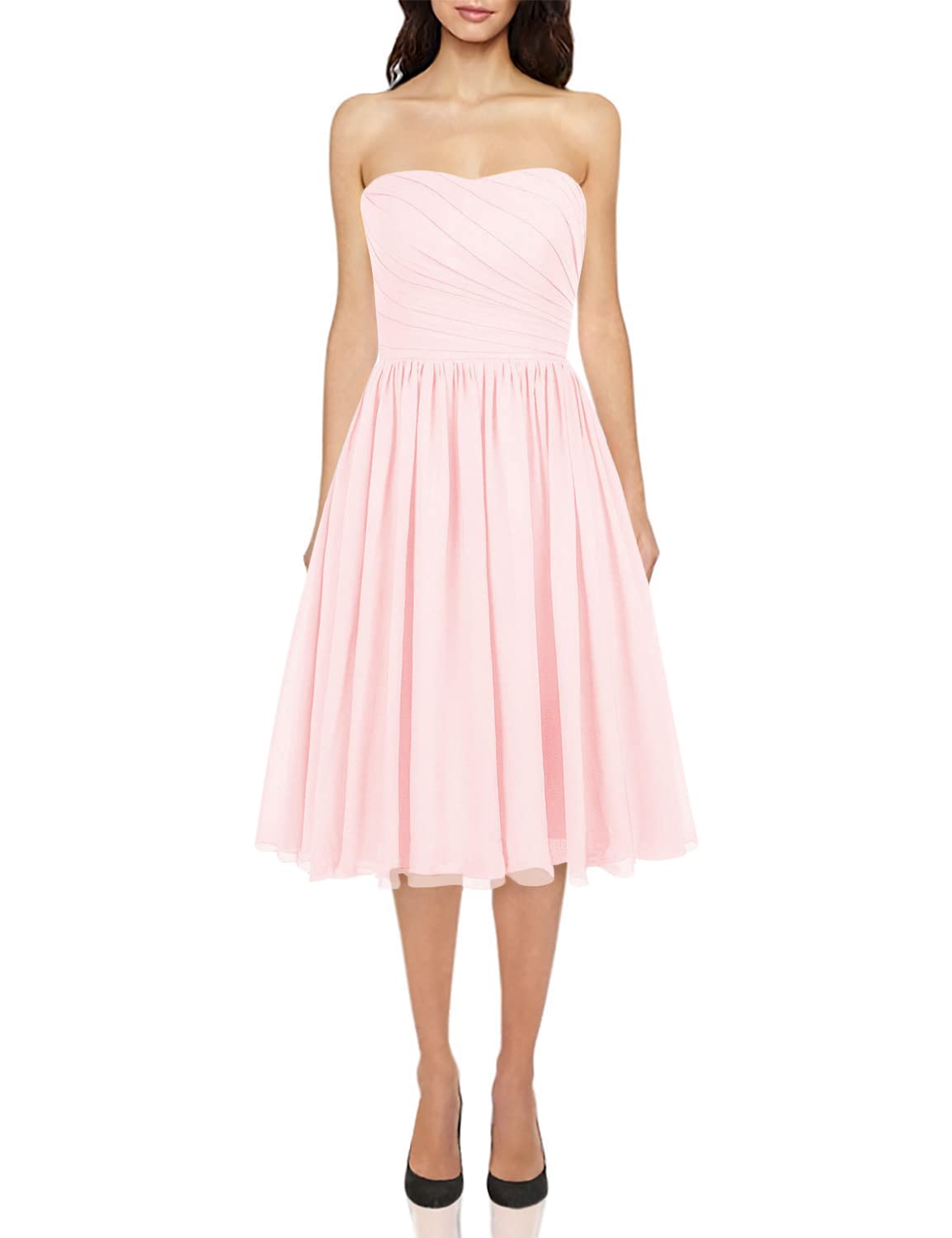 Elegant Chiffon Strapless Bridesmaid Dresses - Short Wedding Guest & Prom Dresses for Women | Perfect for Bridal Parties, Formal Events & Special Occasions
