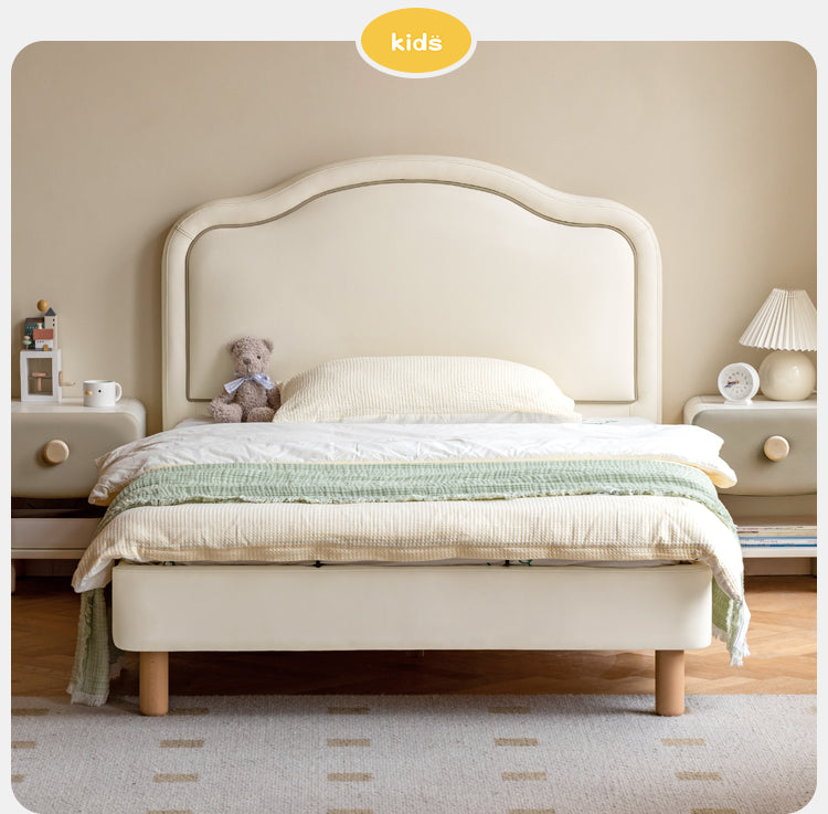 Organic Leather Cream Style Soft Kids Bed – Premium Comfort for Nursery, Bedroom & Playroom – Safe & Durable Toddler Bed for Sweet Dreams