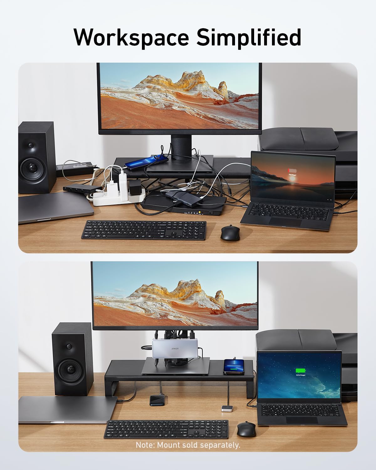 Anker KVM Switch Docking Station for 2 Laptops - Dual 4K Monitor USB-C Hub with HDMI, DisplayPort, 100W PD Charging, USB 3.0 Ports - Compatible with Lenovo, MacBook, iPad, Steam Deck - Perfect for Home Office & Gaming Setup