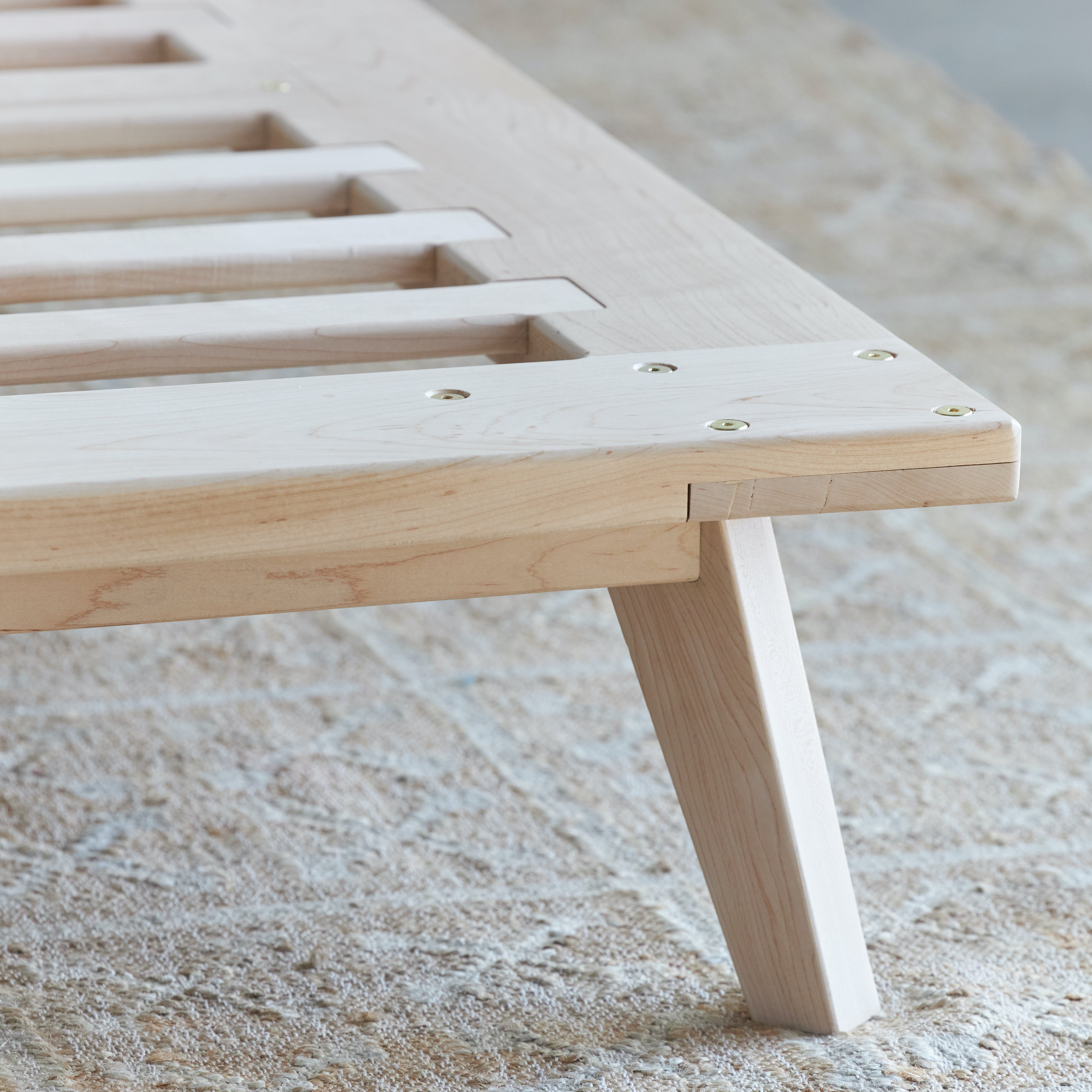 Mid Century Modern Bed Frame - Queen Size Solid Wood Platform Bed with Upholstered Headboard - Stylish & Sturdy Bedroom Furniture for Home Decor & Relaxation