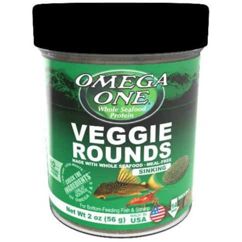 Omega One Veggie Rounds - Premium Plant-Based Fish Food for Herbivores | Perfect for Tropical & Marine Aquariums, Pellets for Angelfish, Goldfish & More