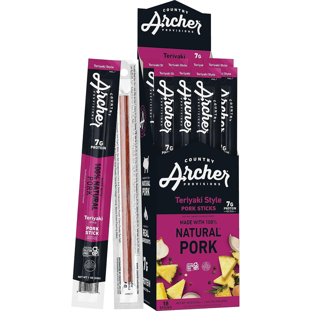 Country Archer Grass-Fed Beef Jerky Sticks, 1 oz - High Protein Snack for Hiking, Camping & On-the-Go Nutrition | Keto & Paleo Friendly