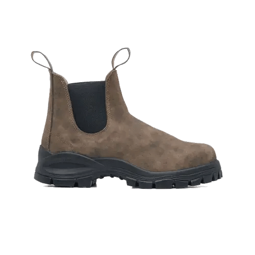 Blundstone 2239 Rustic Brown Leather Chelsea Boots with Lug Sole - Comfortable & Durable for Outdoor Work, Hiking & Casual Wear