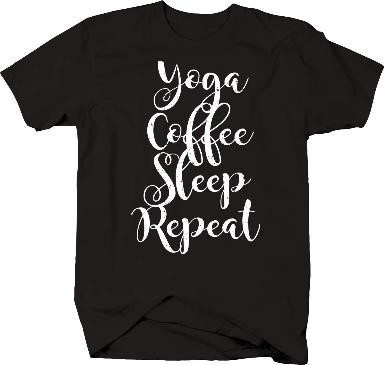 Falcon Apparel Women's Yoga T-Shirt - Coffee Sleep Repeat Motivational Workout Tee for Gym, Running & Relaxation
