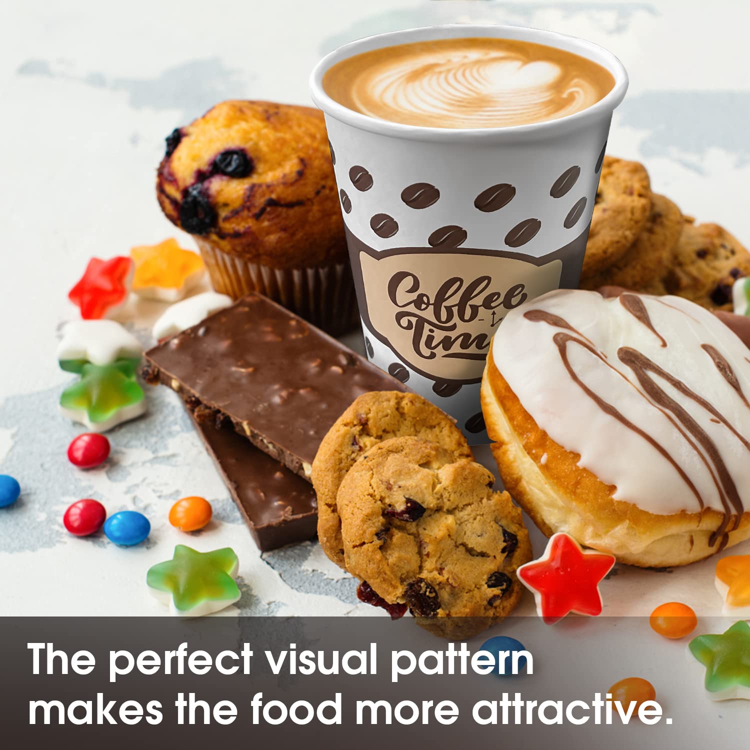 12 oz Disposable Ginkgo Coffee Cups with Lids - 100 Pack To-Go Cups for Hot Beverages, Cappuccino, Cocoa & Chocolate - Perfect for Coffee Shops, Office Break Rooms & Home Use