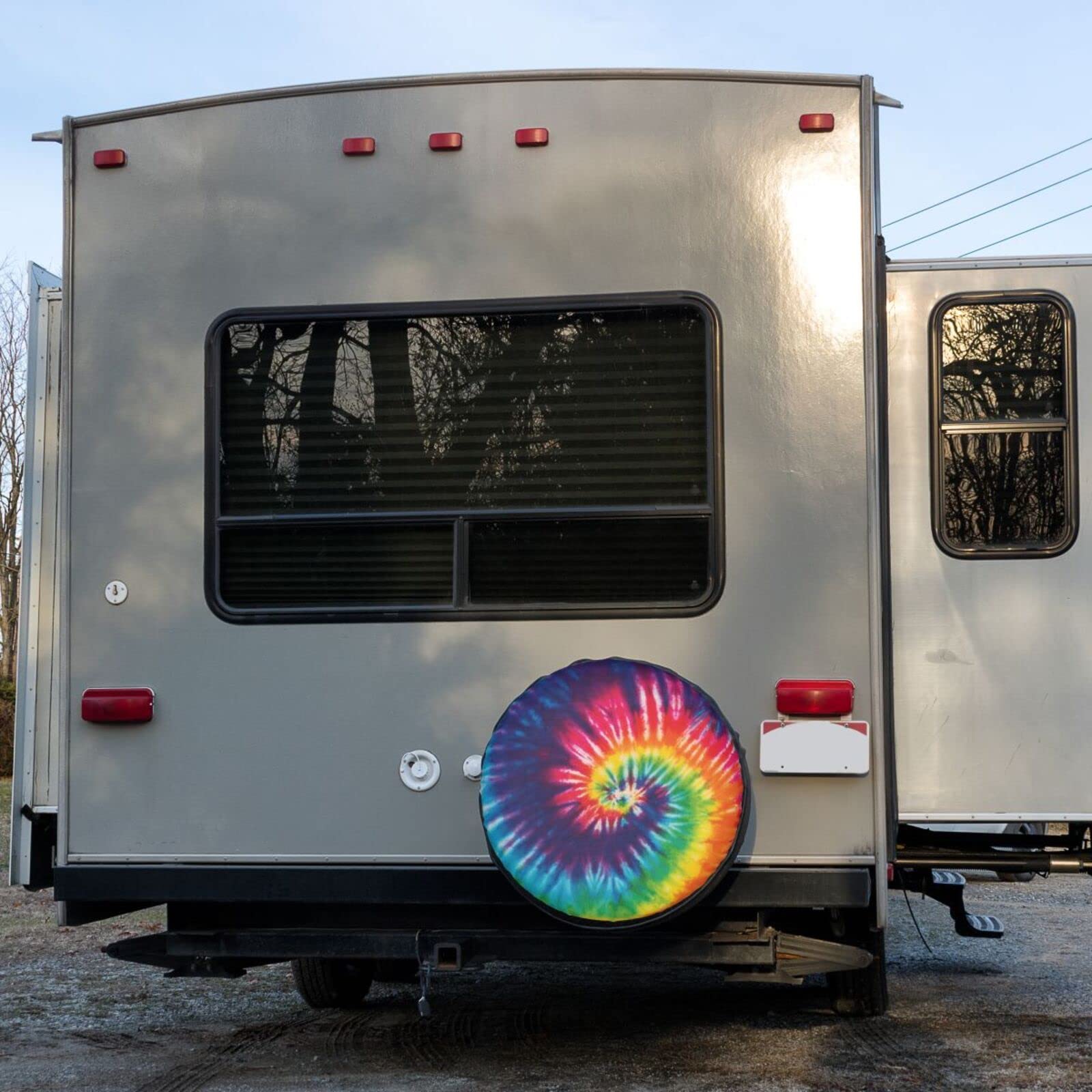 Rainbow Tie Dye Spare Tire Cover - 16 Inch Dustproof Wheel Protector for Trailers, RVs, SUVs & Vehicles | Waterproof UV-Resistant Outdoor Accessory for Camping & Road Trips