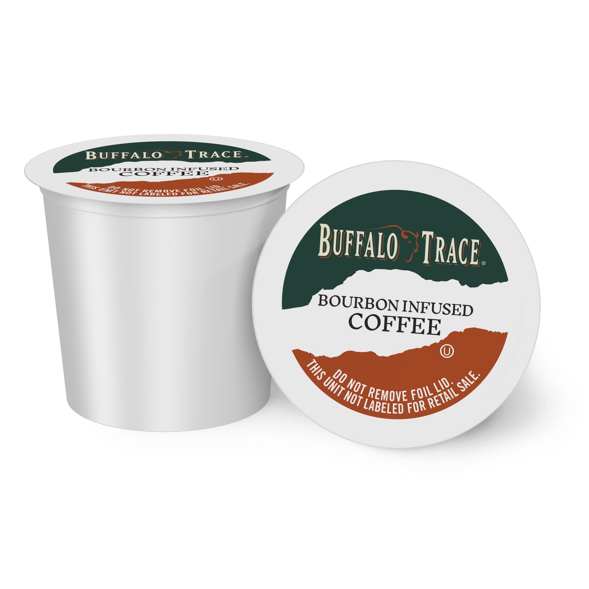 Buffalo Trace Bourbon Infused Coffee Pods - 42 Single Serve Cups | Natural Bourbon Flavored Coffee | Perfect for Office, Home Brewing & Gift Giving