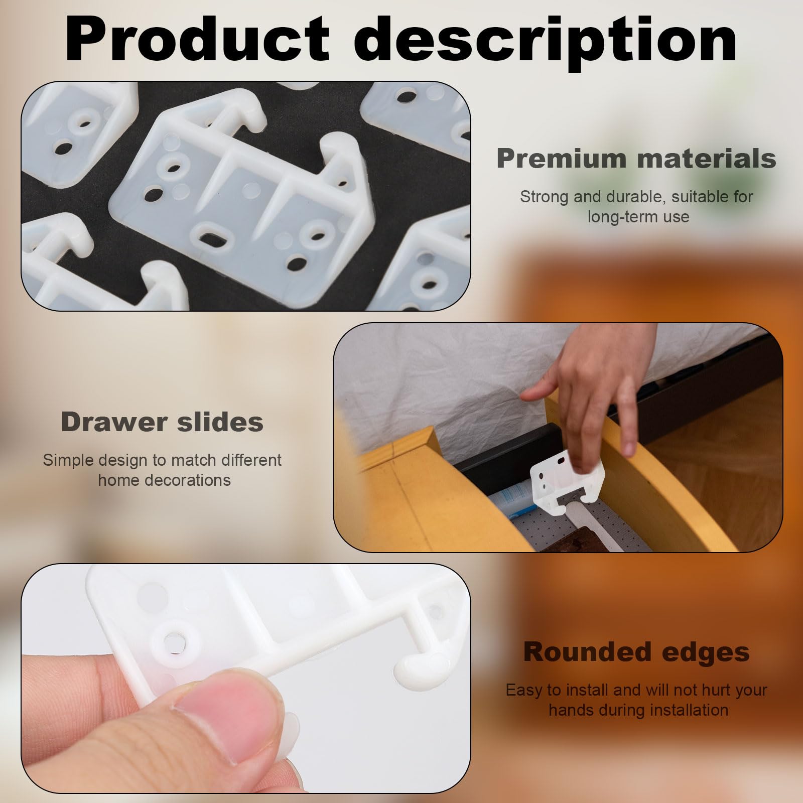 10-Pack White Drawer Slides with Screws - Undermount Cabinet Drawer Track Guide Replacement Kit for Dressers, Wardrobes & Furniture Repair | Easy DIY Installation for Smooth Gliding Drawers