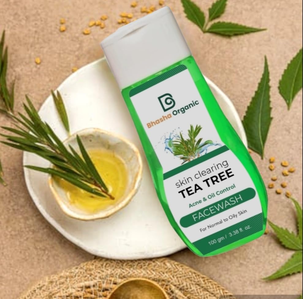 Organic Tea Tree Face Wash for Acne & Oily Skin - Natural Deep Cleansing, Anti-Bacterial - Perfect for Daily Skincare Routine & Sensitive Skin Care
