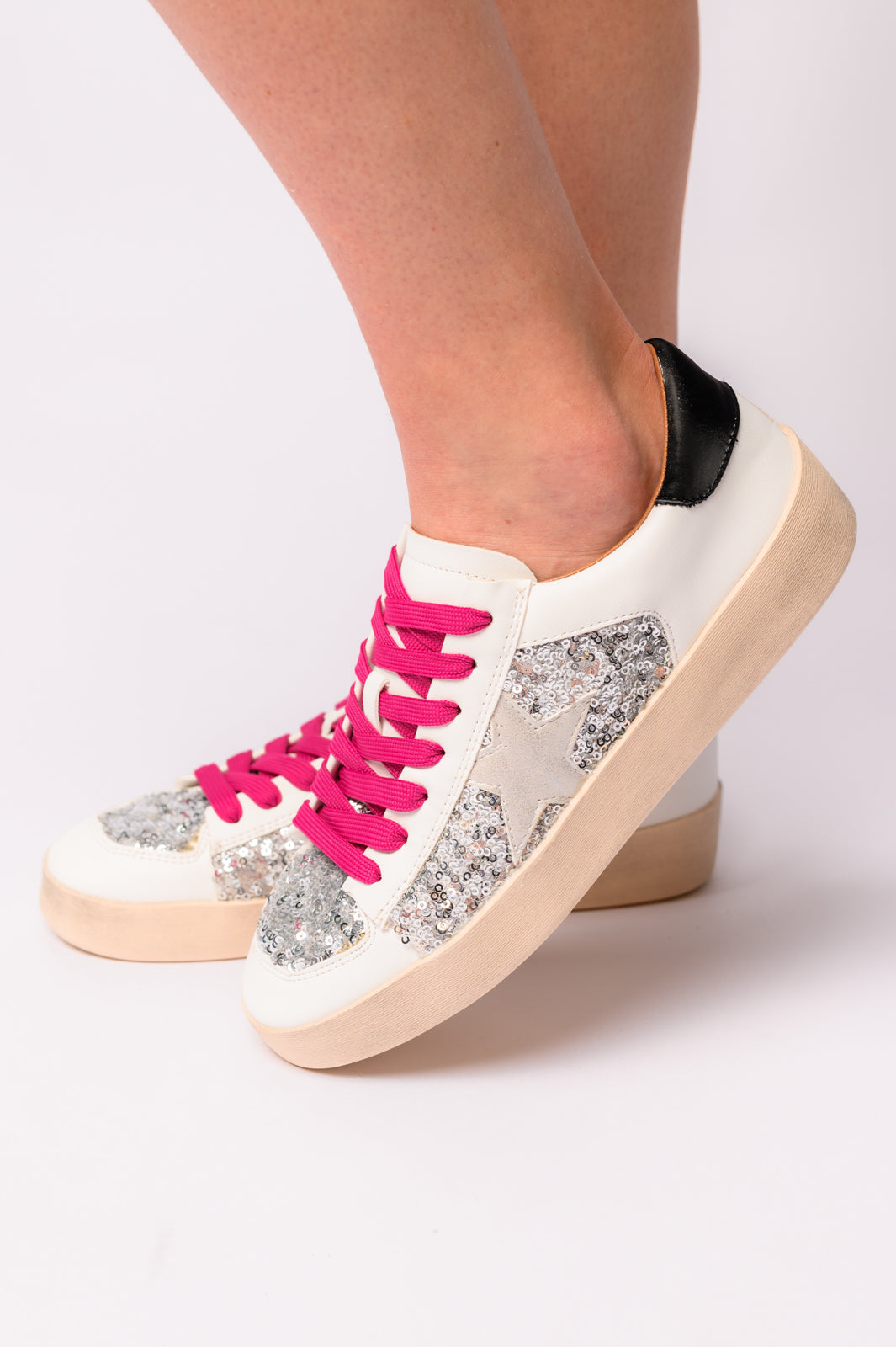 Sparkling Silver Sequins Sneakers for Women - Fashionable Party Shoes for Night Out, Dance, and Special Occasions