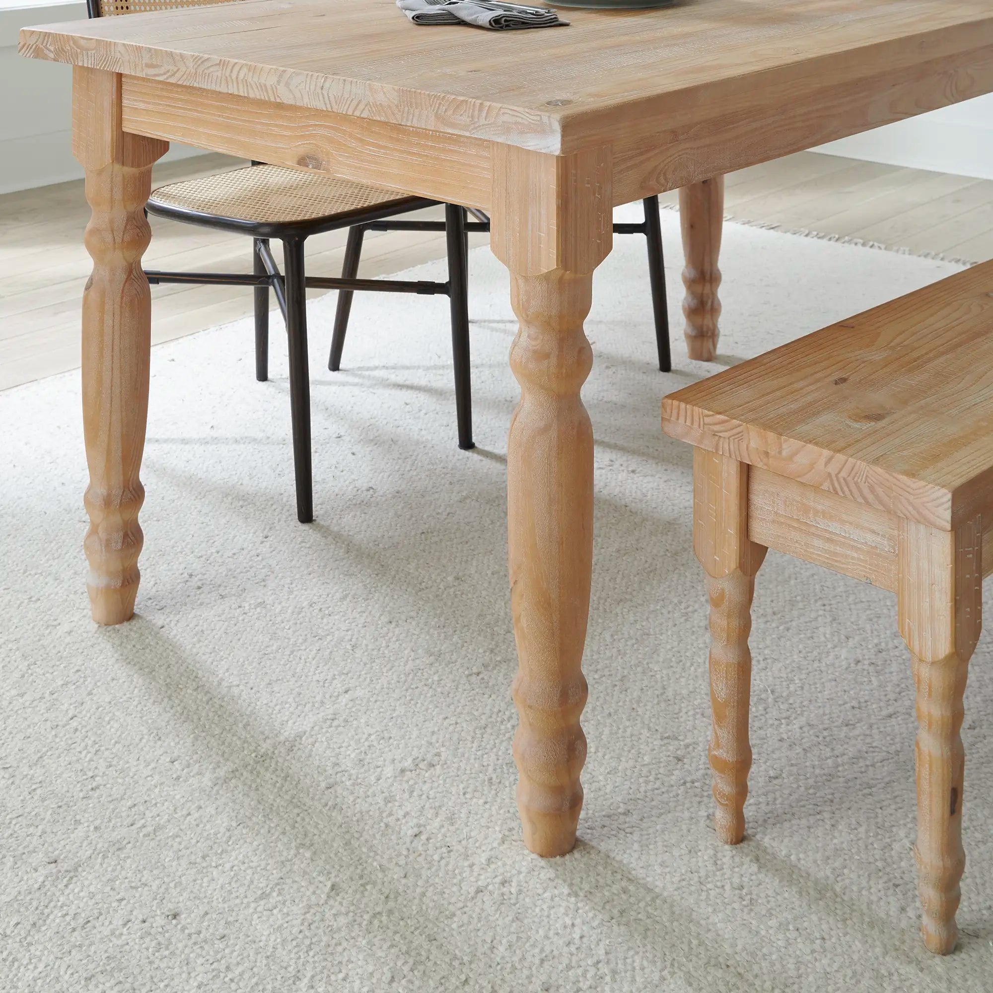 Valerie 3-Piece Dining Set with Table & Bench - Perfect for Small Spaces, Kitchens, and Breakfast Nooks | Modern Farmhouse Style Furniture for Home & Apartment