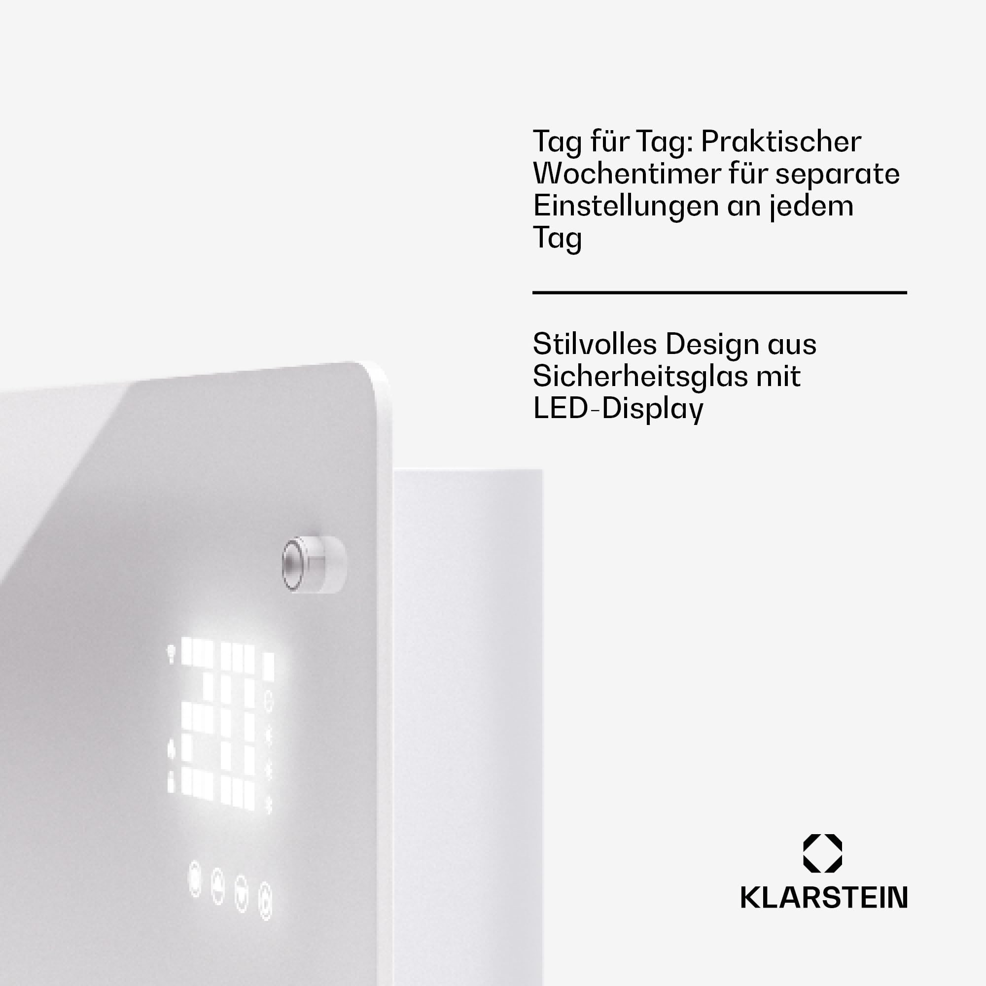 Klarstein 2500W Electric Convector Heater - Freestanding & Wall Mountable Space Heater with Smart App Control, Thermostat & Energy Saving Mode | Perfect for Bedroom, Office & Home Use with Floor Rollers for Easy Mobility