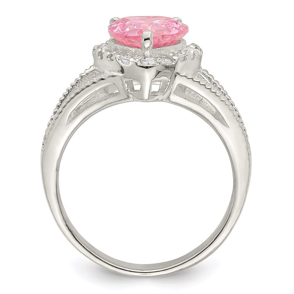 925 Sterling Silver Pink Cubic Zirconia Heart Ring for Women - Elegant Fine Jewelry Gift for Her, Perfect for Valentine's Day, Anniversary, Birthday & Romantic Occasions