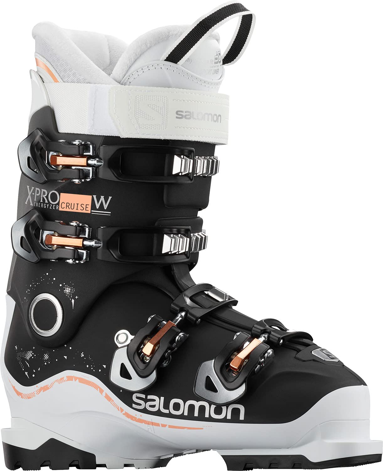 Salomon X Pro Cruise Women's Ski Boots - Size 6/6.5 (23/23.5) - Black/White/Anthracite - Comfortable & Durable for Downhill Skiing & Winter Sports