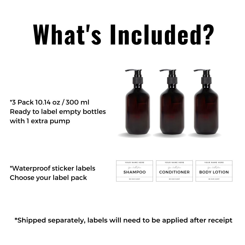 SPA Design Personalized Refillable Pump Bottle Set - 3 Pack Luxury Bathroom Essentials for Shampoo, Lotion & Liquid Soap | Perfect for Home Spa, Salon & Travel Organizers