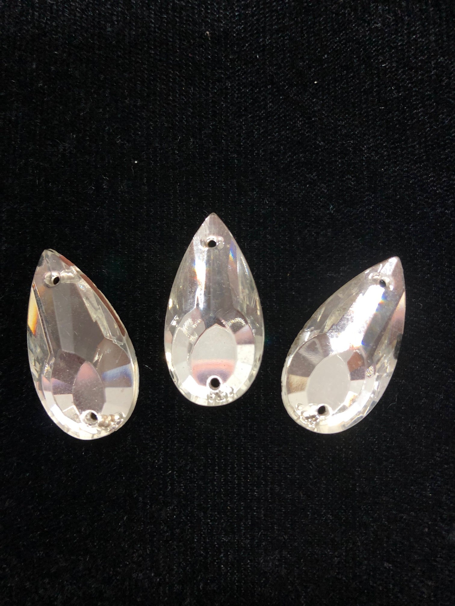 Czech Crystal Rhinestones Pear Shape 27x14mm - 3 Pack for Sewing on Dresses, Costumes & DIY Crafts