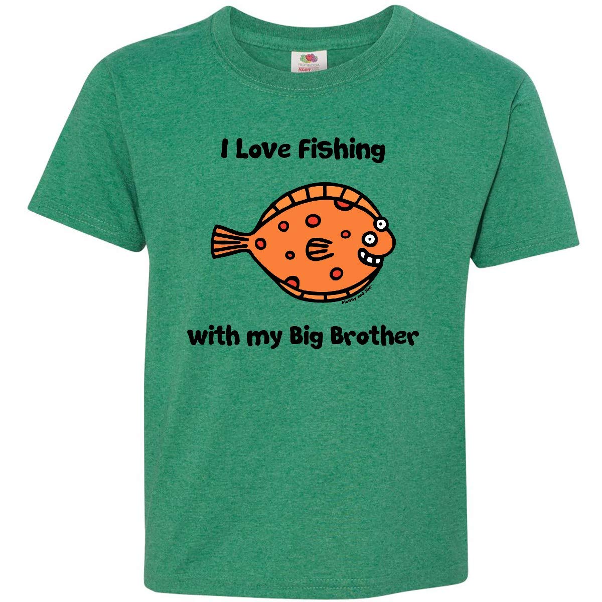 Inktastic Fishing with Big Brother Youth T-Shirt - Flossy and Jim Design | Comfortable Cotton Tee for Kids | Perfect for Sibling Fishing Trips & Outdoor Adventures